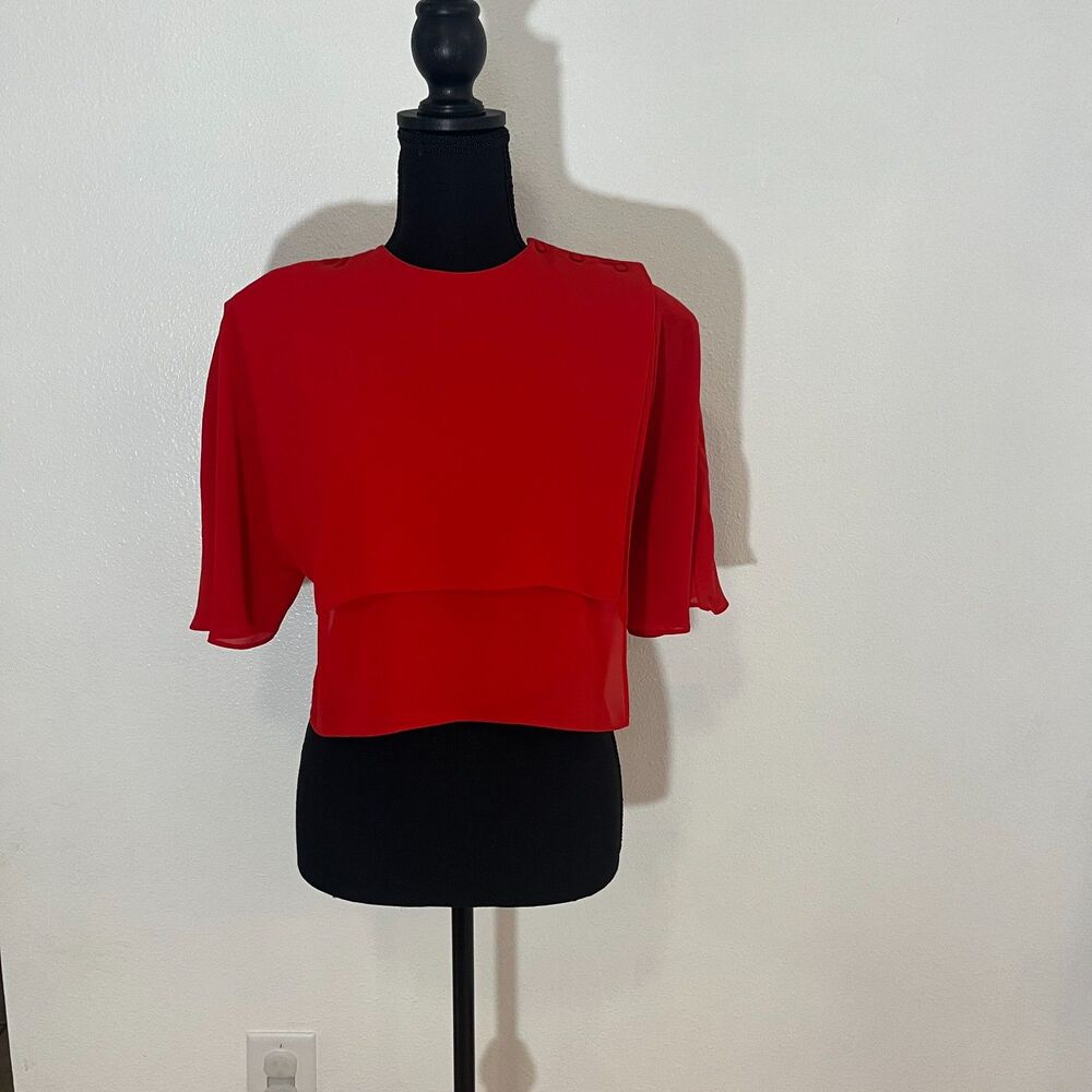 Vintage Regina Porter Red Blouse Size 8 1980s